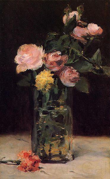 Edouard Manet Roses in a Glas Vase